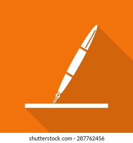 pen tool flat icon with long shadow.