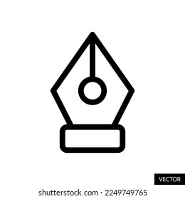 Pen tool, Fountain pen nib vector icon in line style design for website, app, UI, isolated on white background. Editable stroke. EPS 10 vector illustration.