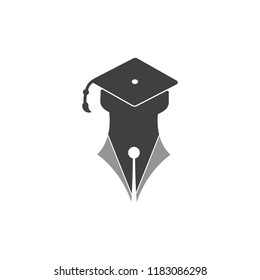 pen tool with graduation hat symbol vector