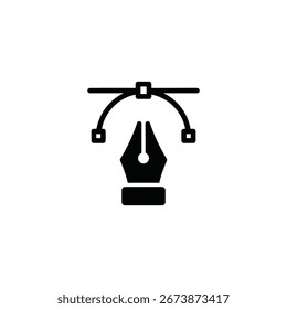 Um design de ícone de ferramenta de caneta, representando o design gráfico, a ilustração vetorial e o trabalho artístico criativo. Este vetor é perfeito para projetos relacionados a design. Isolado no branco.