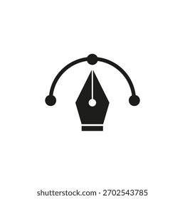 Pen tool icon. Digital drawing symbol. Anchor point Vector. Smooth curve graphic.