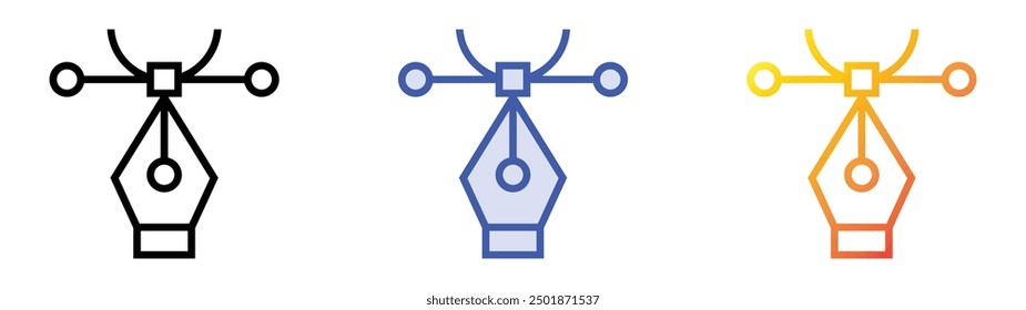 pen tool icon. Linear, Blue Fill and Gradient Style Design Isolated On White Background