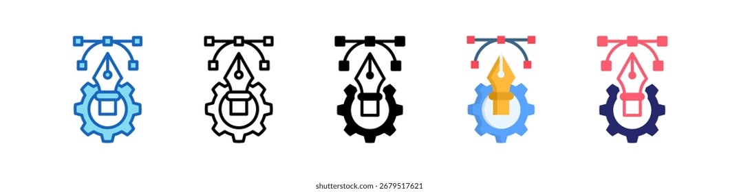 Icono de herramienta de pluma Colección de conjunto de estilos múltiples.