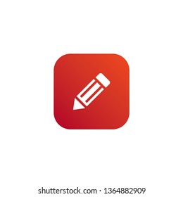 Pen tool icon with orange and red background 