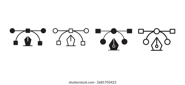 Symbolsatz für Stiftwerkzeug. einzeln auf weißem Hintergrund für das Grafikdesign-Konzept.