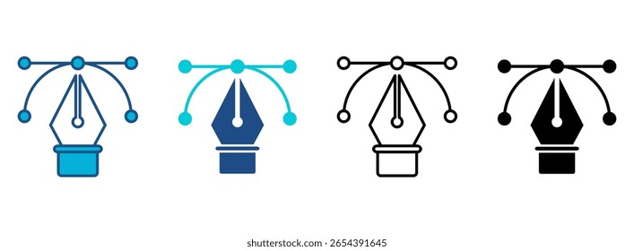 Ícone Da Ferramenta Caneta Definido Com Vários Estilos. Ilustração de vetor