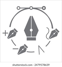Conjunto de iconos de la herramienta Pluma Ilustración vectorial