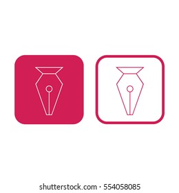 Pen tool icon vector. Pink and white