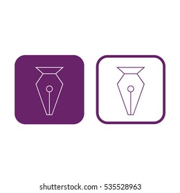 Pen tool icon vector. Purple and white