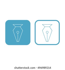 Pen tool icon vector. White and blue