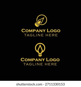 Herramienta de pluma Bombilla de luz Diseño de logotipo