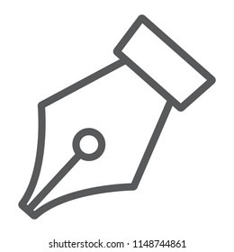 Pen tool line icon, tools and design, fountain pen sign, vector graphics, a linear pattern on a white background, eps 10.