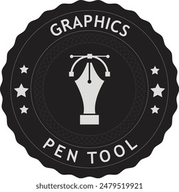 pen tool logo design in adobe illustrator with black background and white stars on it.  