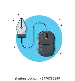 Pen Tool and Mouse Vector Illustration. Graphics Design Concept Illustration