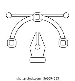 Pen tool in outline style isolated on white background. Typography symbol stock vector illustration.