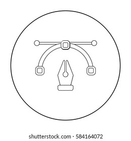 Pen tool in outline style isolated on white background. Typography symbol stock vector illustration.