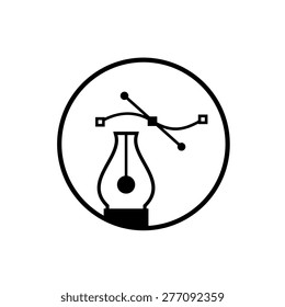 pen tool and spline curve, vectror illustration logo