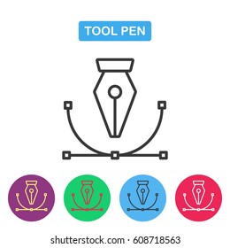 Pen tool symbol. Vector icons for video, mobile apps, web sites and print projects.