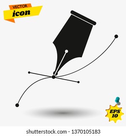 Pen tool. Vector computer graphics. The curve control points. Black path