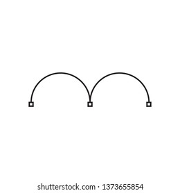 Pen tool. Vector computer graphics. The curve control points. Black path. Vector illustration isolated on white background