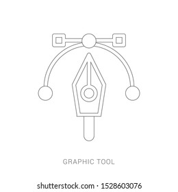 Pen tool. Vector computer graphics. The curve control points. 