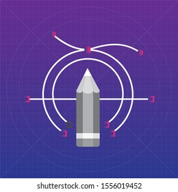 Pen tool. Vector computer graphics. The curve control points.