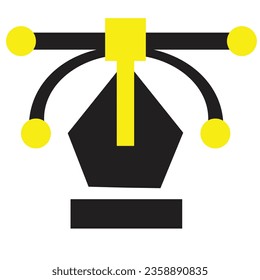 Pen tool. Vector computer graphics. The curve control points. Black path