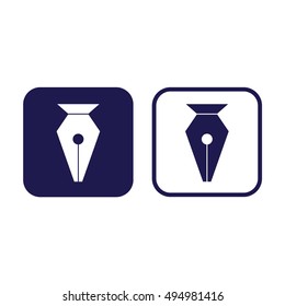 Pen tool vector icon. Blue and white