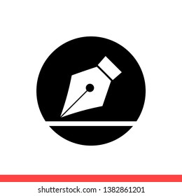 Pen tool vector icon, nib symbol. Simple, flat design for web or mobile app