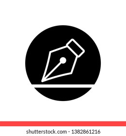 Pen tool vector icon, nib symbol. Simple, flat design for web or mobile app