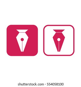 Pen tool vector icon. Pink and white