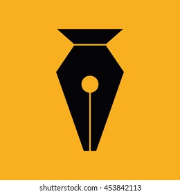 Pen tool vector icon. Yellow background