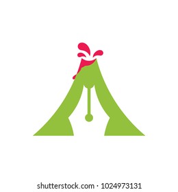 pen tool volcano symbol logo