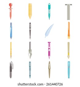 pen tools icons, vector set