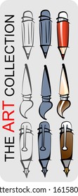 Pen tools, pencil handle brush. vector art set