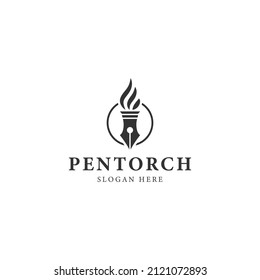 Pen And Torch Logo Design