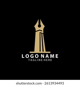 pen tower building logo design vector