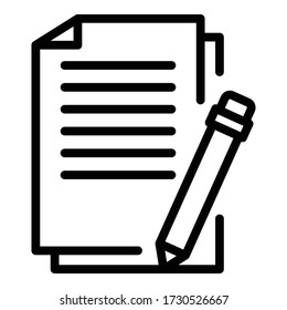 Pen training paper icon. Outline pen training paper vector icon for web design isolated on white background