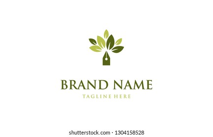 Pen Tree Leaf Nature Abstract Objective Creative Naturally Business Logo