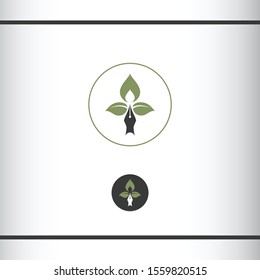 Pen and tree. Writing and nature. Logo design template