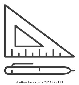 Pen with Triangle vector concept icon or sign in thin line style