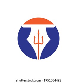 Stift-Vektorlogo-Design. Trident und Nib Icon Illustration.	