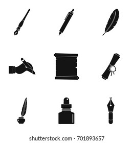 Pen type icon set. Simple set of 9 pen type vector icons for web isolated on white background