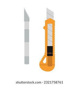 Pen type paper cutter and for art and craft, Stationery knife for papercutting, cartoon style. Trendy modern vector illustration isolated on white background, hand drawn, flat design