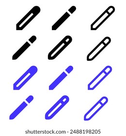 pen vector art icon set on white background.