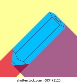 pen - vector icon. Vector. Deep sky blue icon with two flat violet and raspberry semitransparent shadows on canary background.