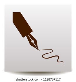 pen vector icon on a realistic paper background with shadow.Flat design style.