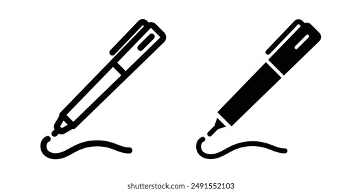 Pen vector icon set in black color.
