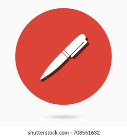 Pen vector icon with shadow. Illustration isolated for graphic and web design.