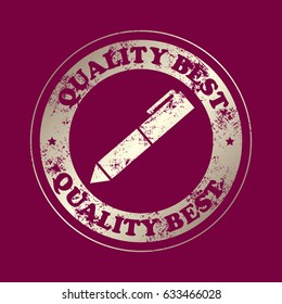 pen , vector icon . Stamp with text. Quality  best